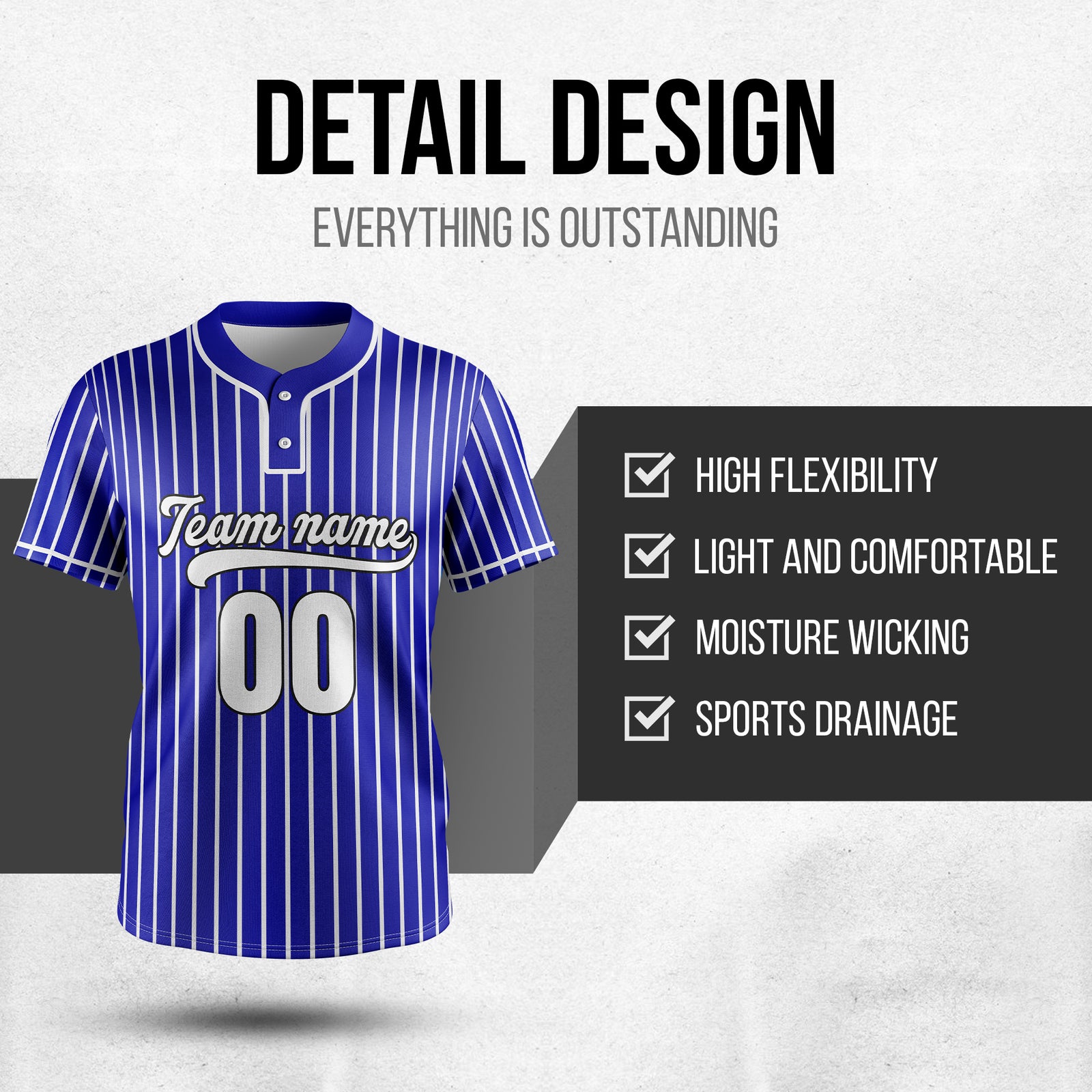 Custom Pinstripe Baseball Navy Sports Jersey Personalized Uniform with Name & Number