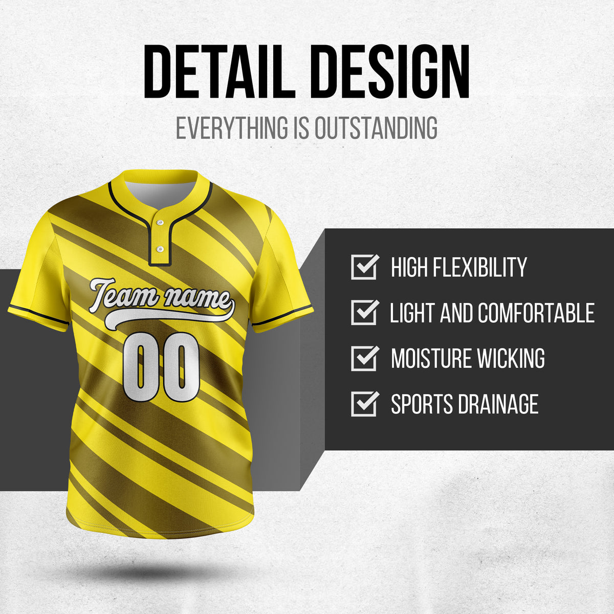 Custom Bold Flow Yellow Baseball Sports Jersey Personalized Uniform with Name & Number