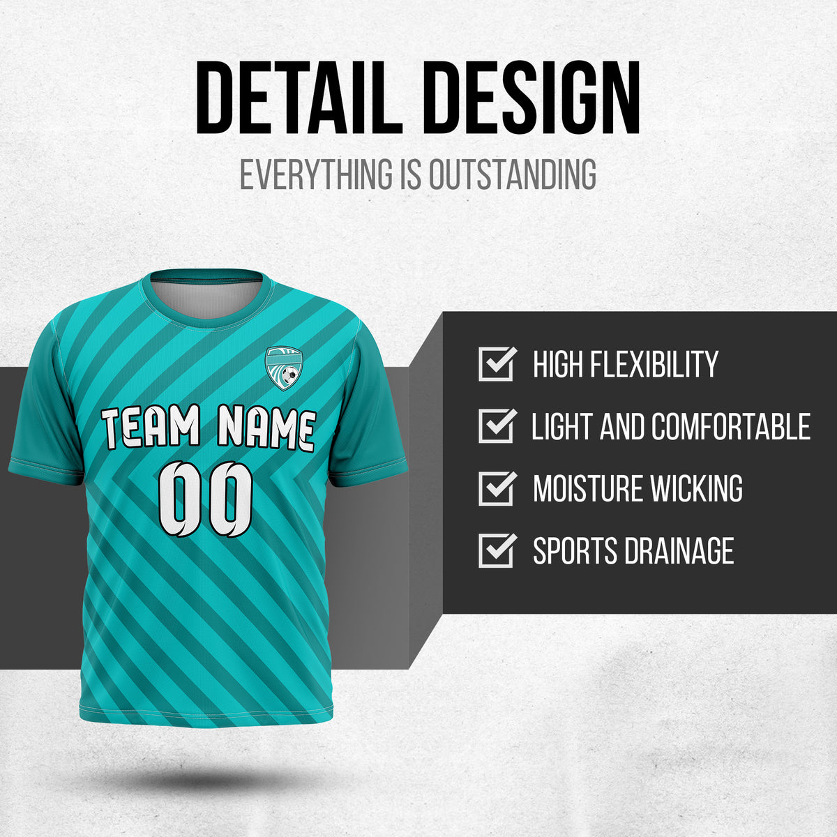Custom SwiftStripe Teal Soccer sport Tops Jersey