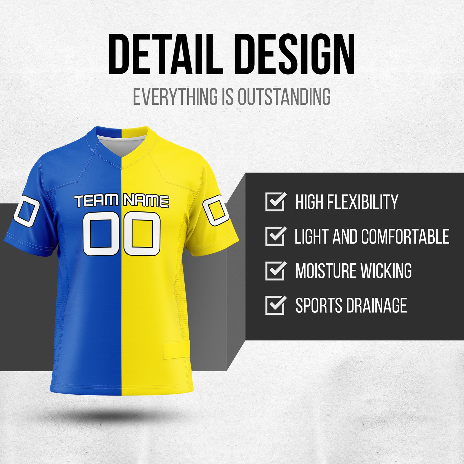 Custom Elite Split Fashion Yellow Mesh Authentic Football Jersey