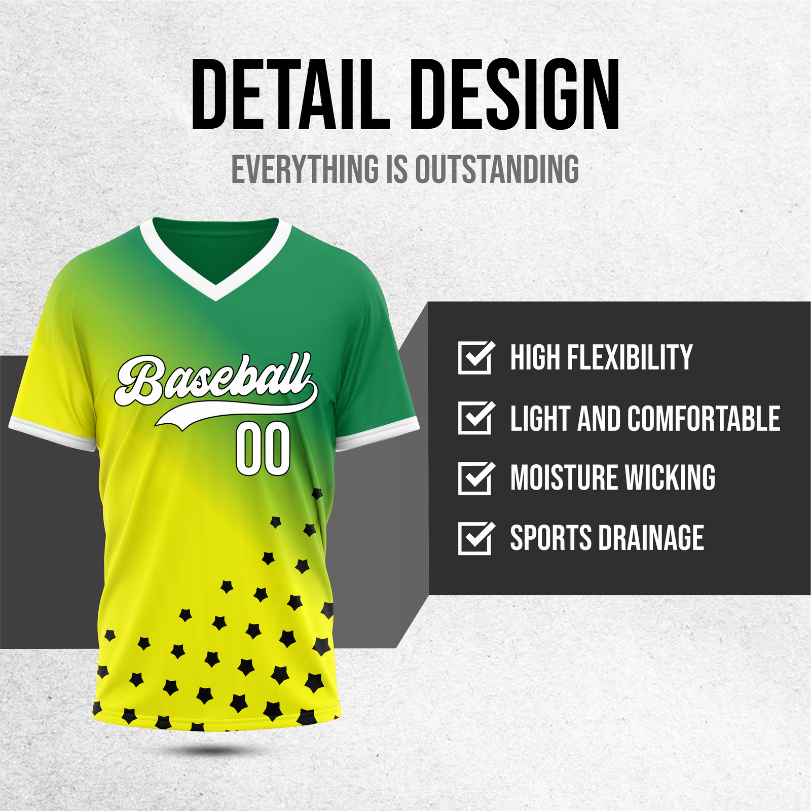 Custom Twilight Stars Baseball Yellow Sports Jersey Personalized Uniform with Name & Number