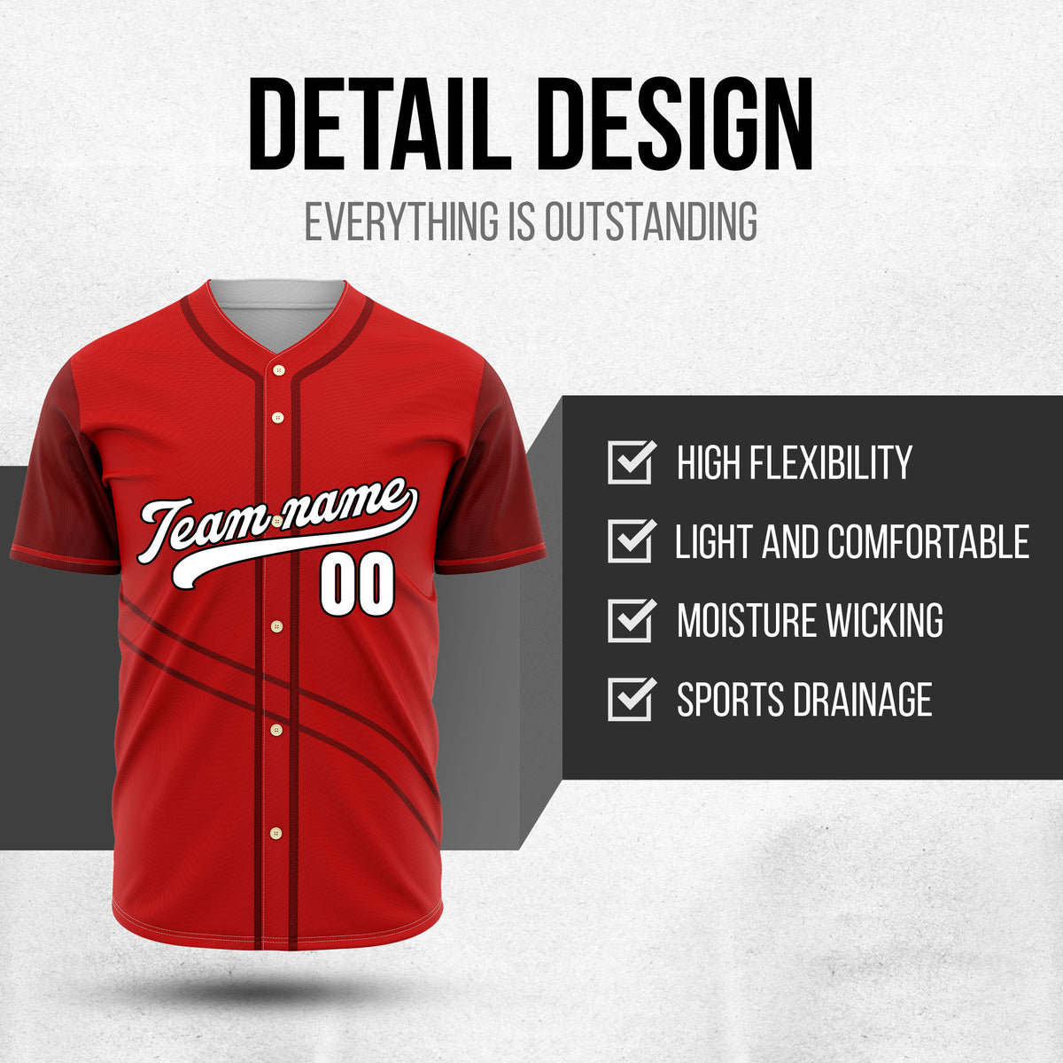 Custom Swift Red Raglan Style Baseball Sports Jersey Personalized Uniform with Name & Number