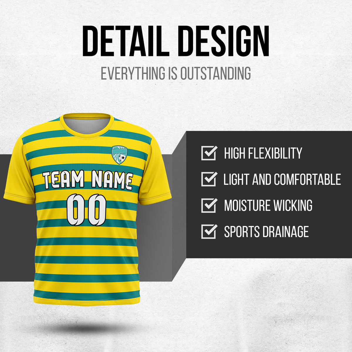 Custom Royal Stripe Yellow Soccer sport Tops Jersey