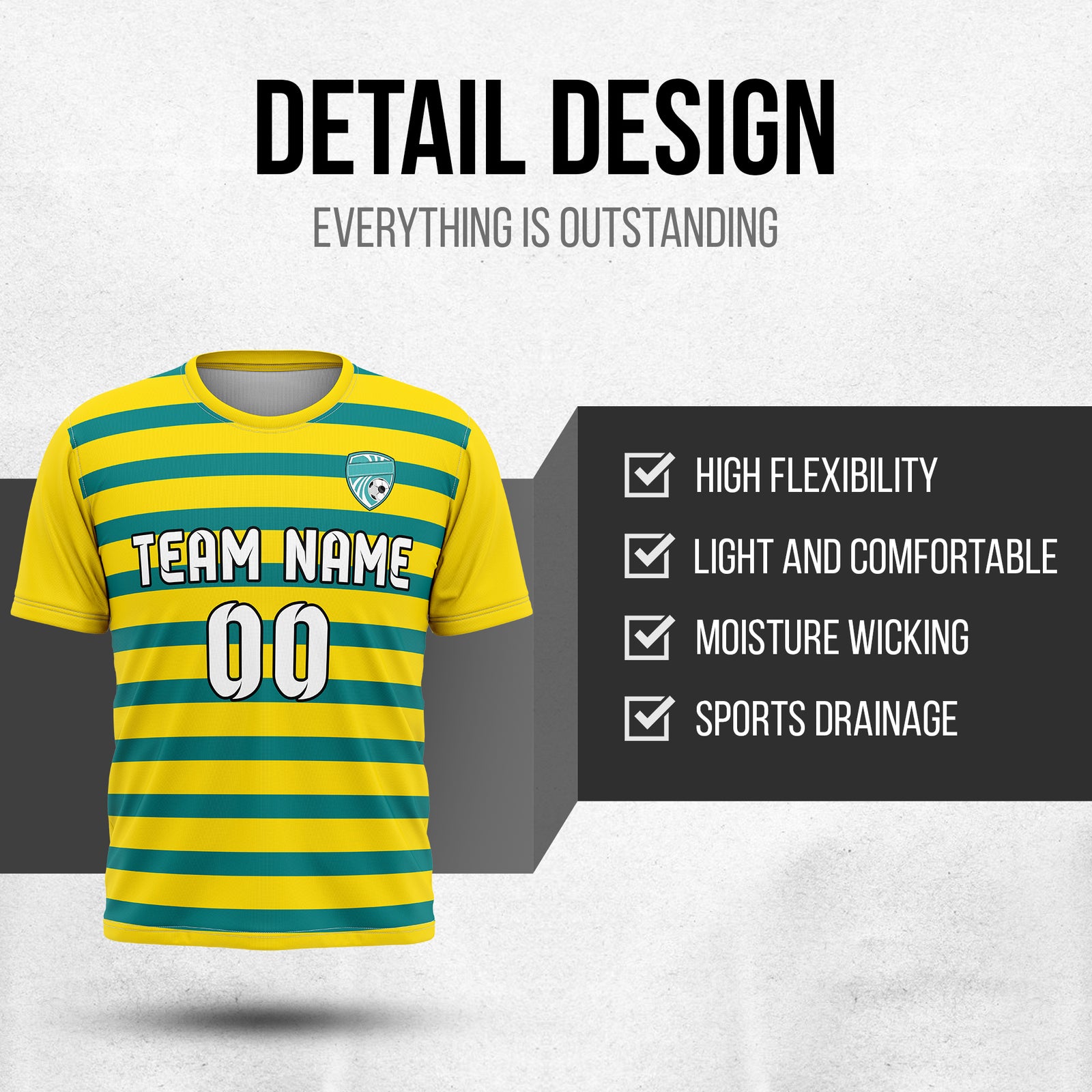 Custom Royal Stripe Yellow Soccer sport Tops Jersey
