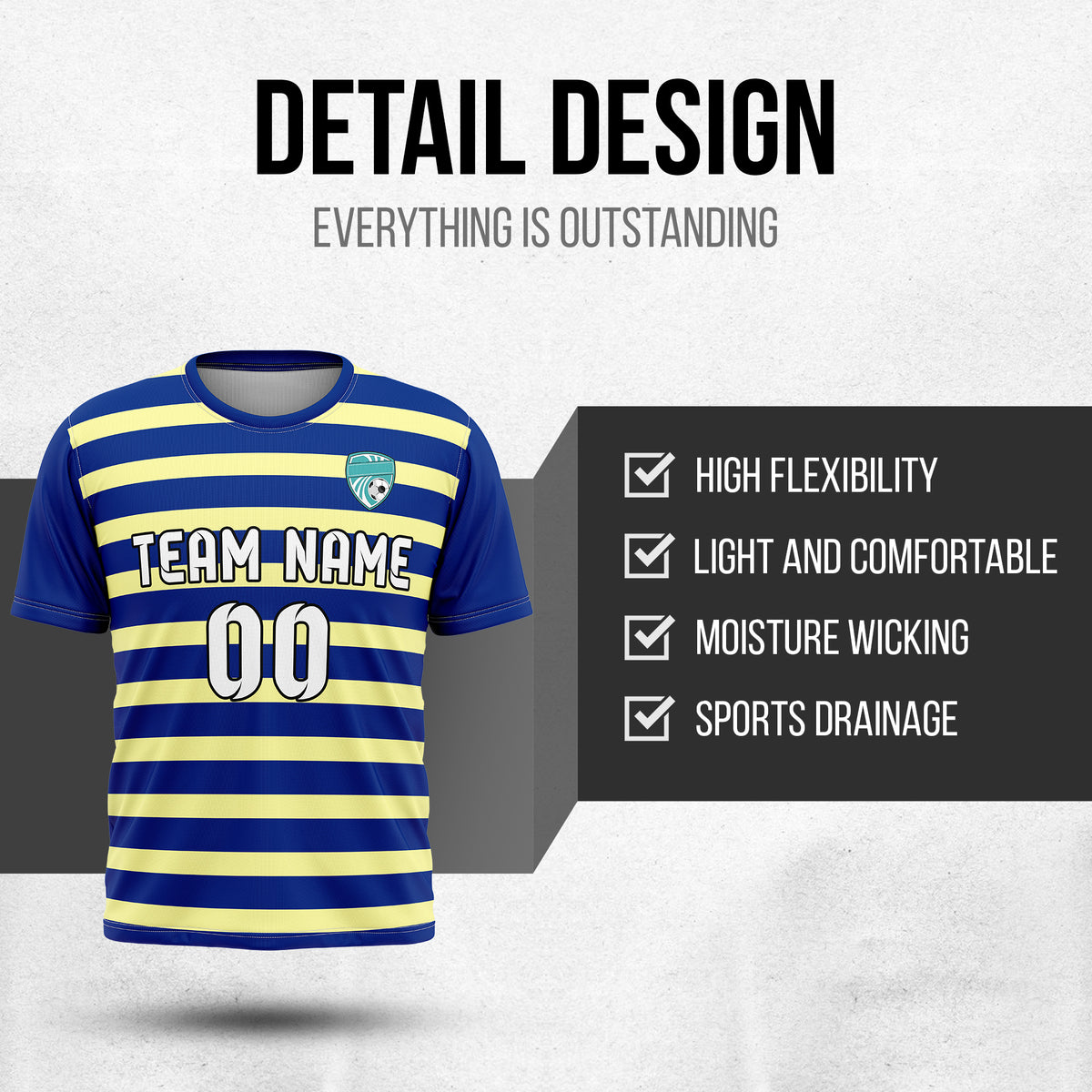 Custom Royal Stripe Navy Soccer sport Tops Jersey