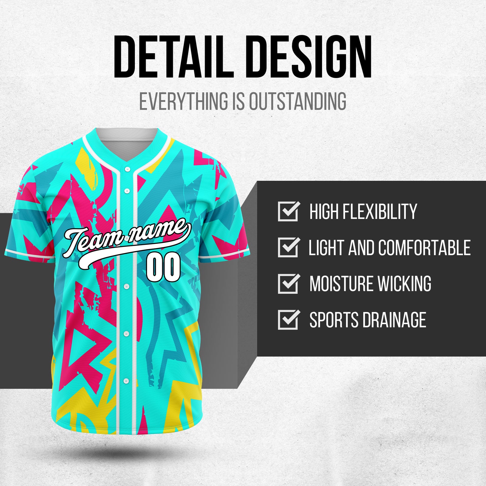 Custom Splash Aqua Baseball Sports Jersey Personalized Uniform with Name & Number