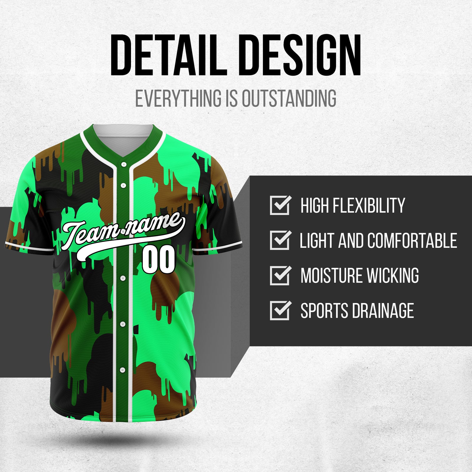 Custom Paint Hustlers Green Baseball Sports Jersey Personalized Uniform with Name & Number