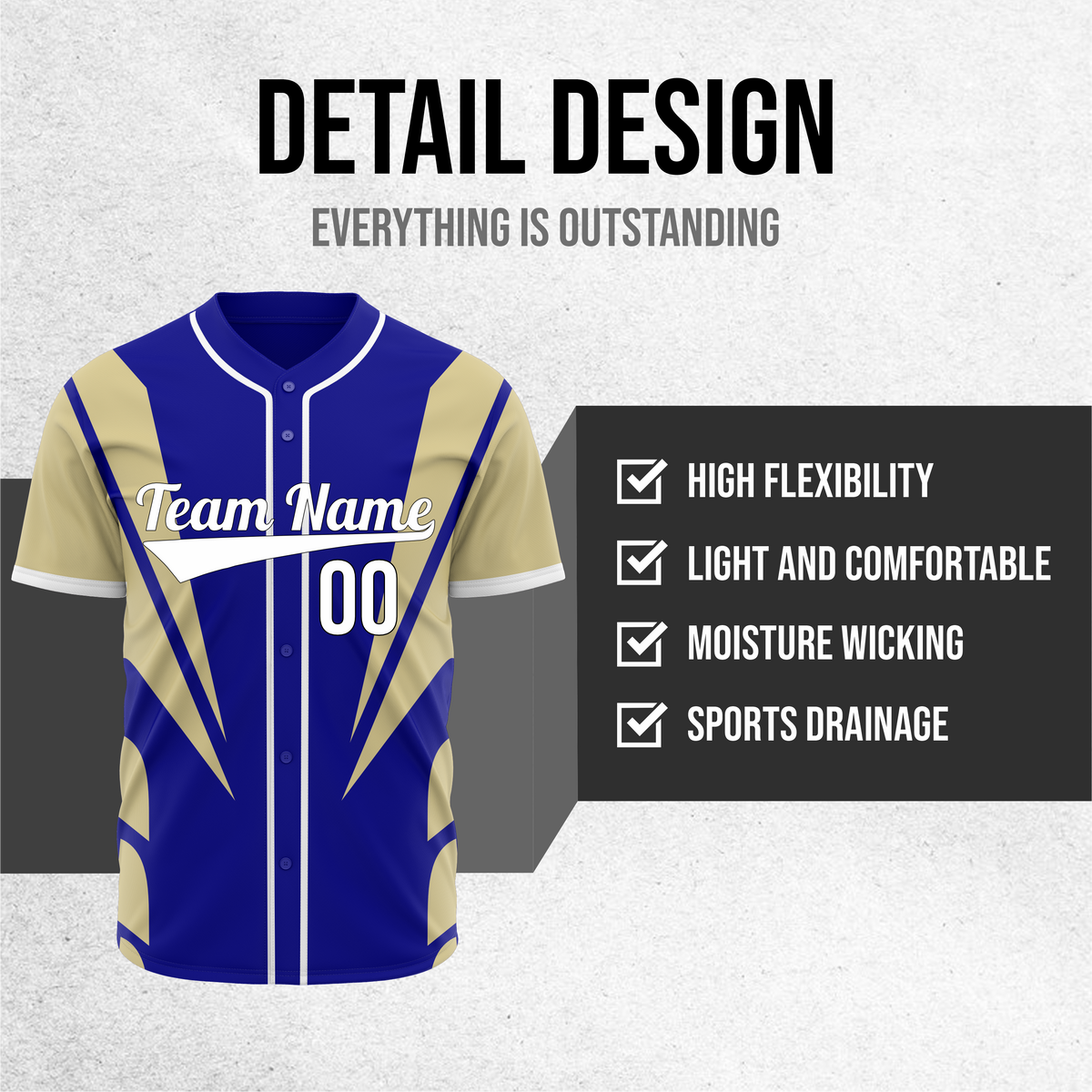 Custom Panel Flow Baseball Navy Sports Jersey Personalized Uniform with Name & Number