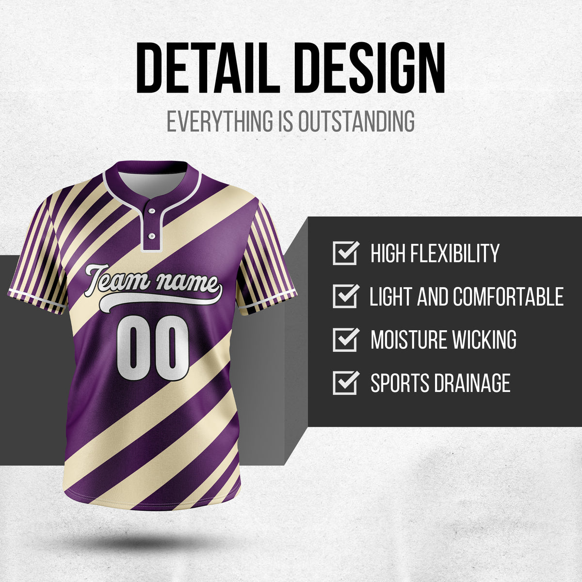 Custom Vibe Split Purple Baseball Sports Jersey Personalized Uniform with Name & Number