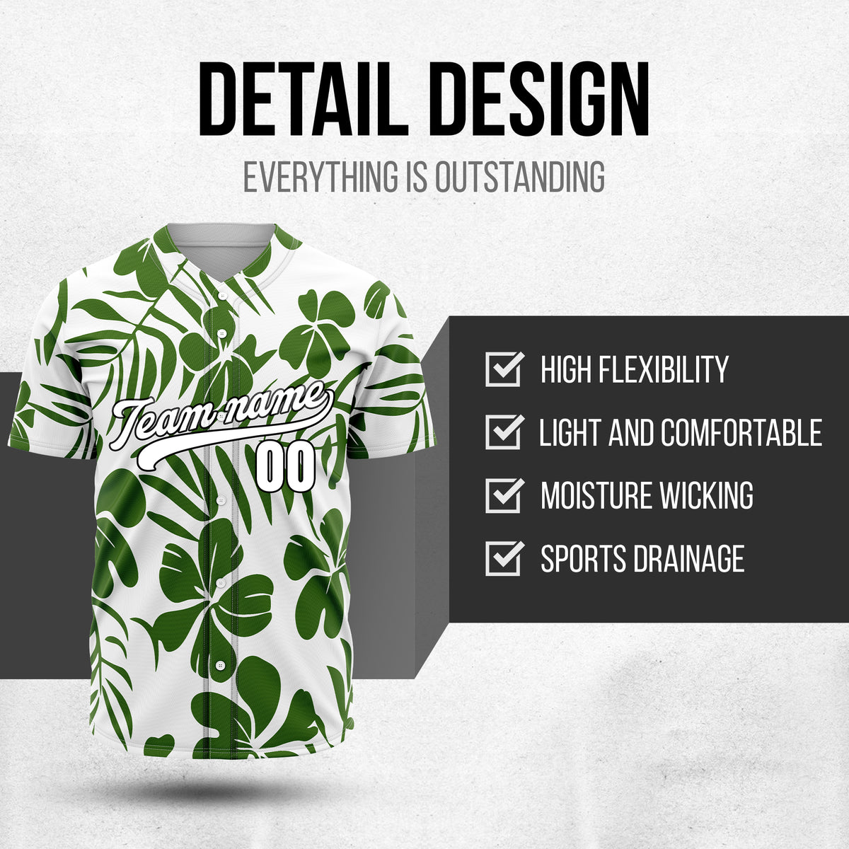 Custom Hawaiian White Baseball Sports Jersey Personalized Uniform with Name & Number
