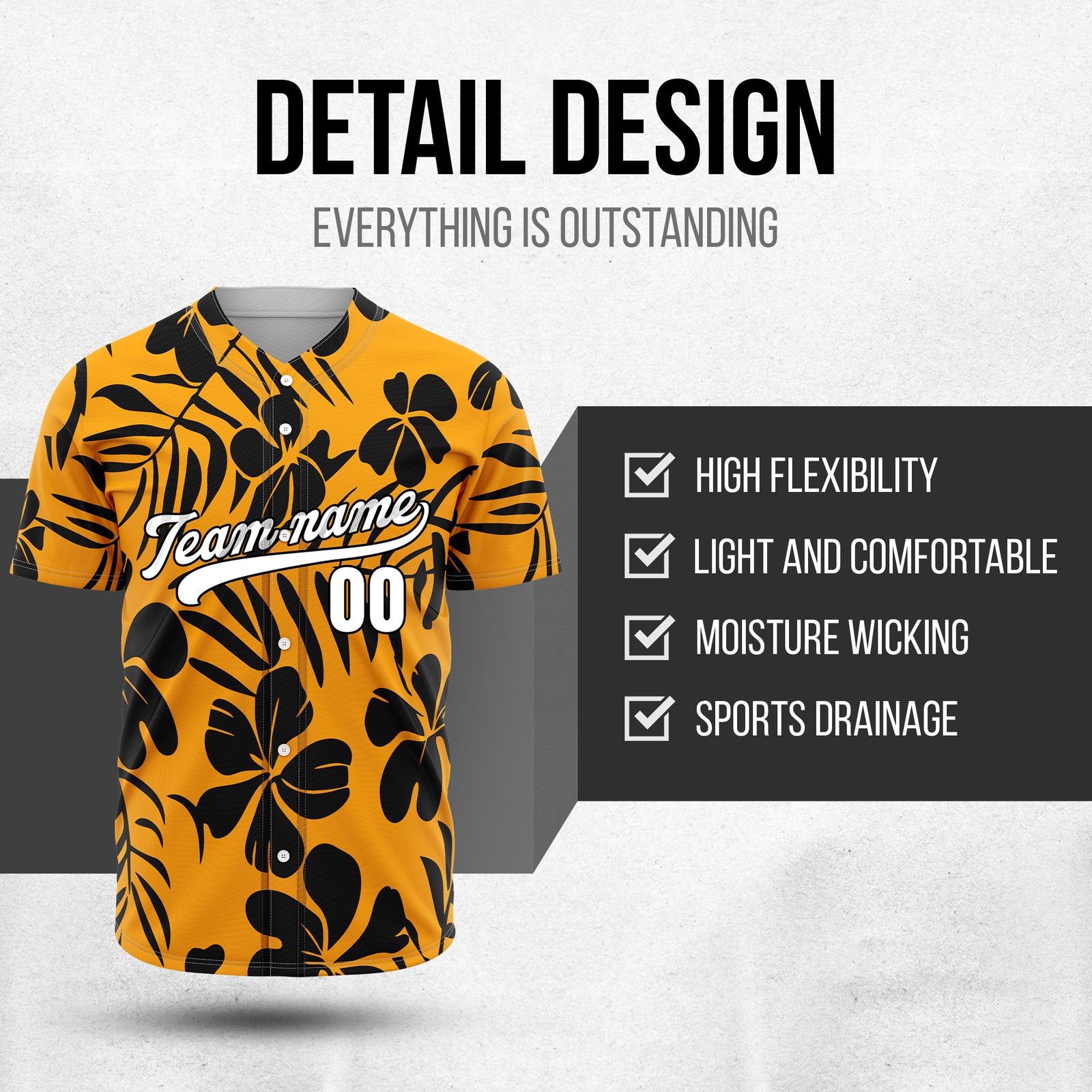 Custom Hawaiian Orange Baseball Sports Jersey Personalized Uniform with Name & Number