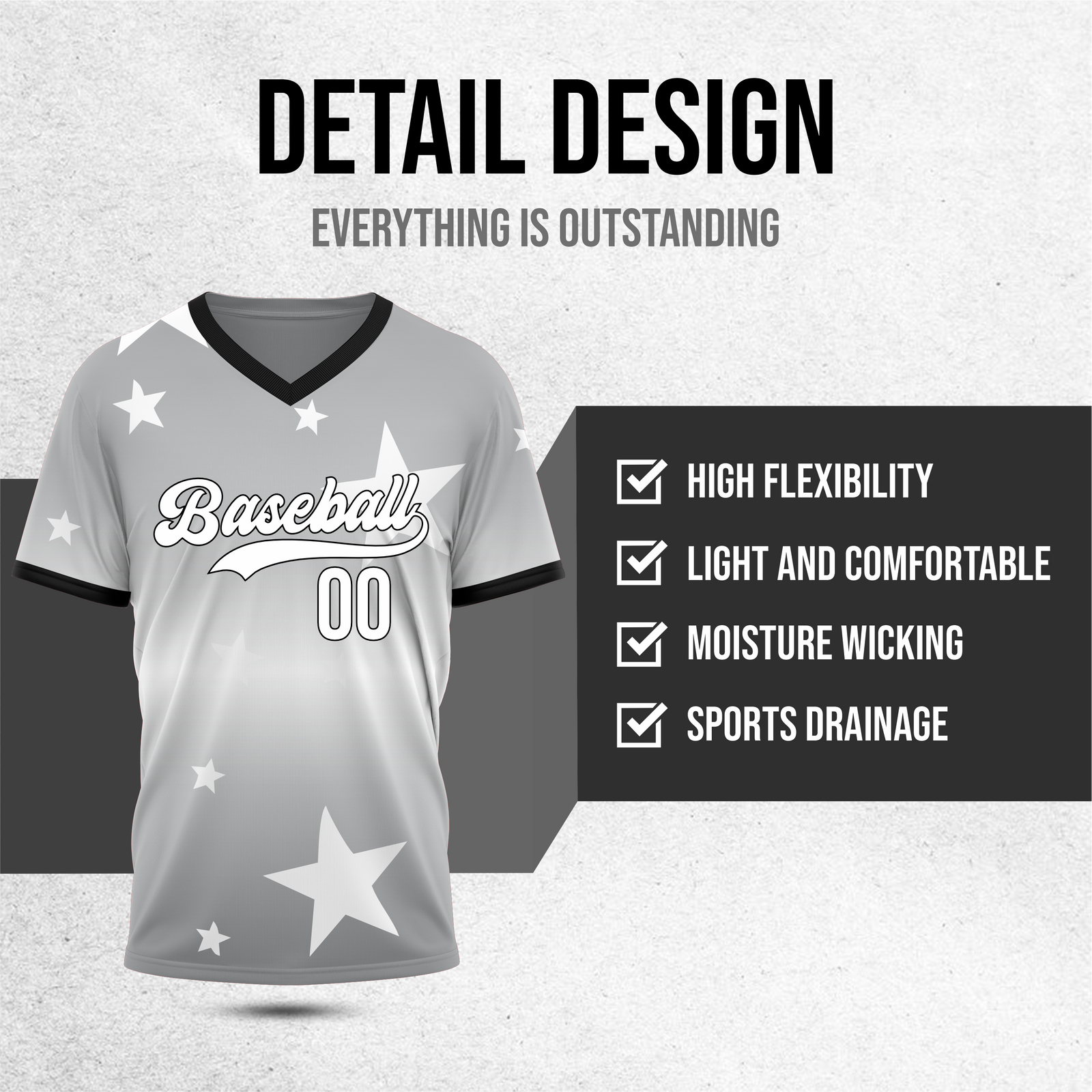 Custom Starfall Gradient Baseball Dark Grey Sports Jersey Personalized Uniform with Name & Number