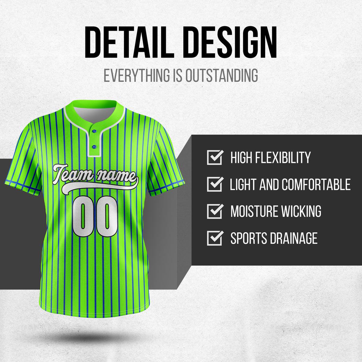 Custom Pinstripe Baseball Neon Green Sports Jersey Personalized Uniform with Name & Number