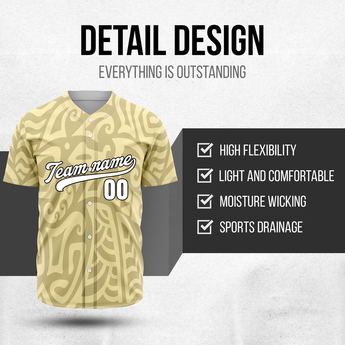 Custom Hawaii Blaze Khaki Baseball Sports Jersey Personalized Uniform with Name & Number