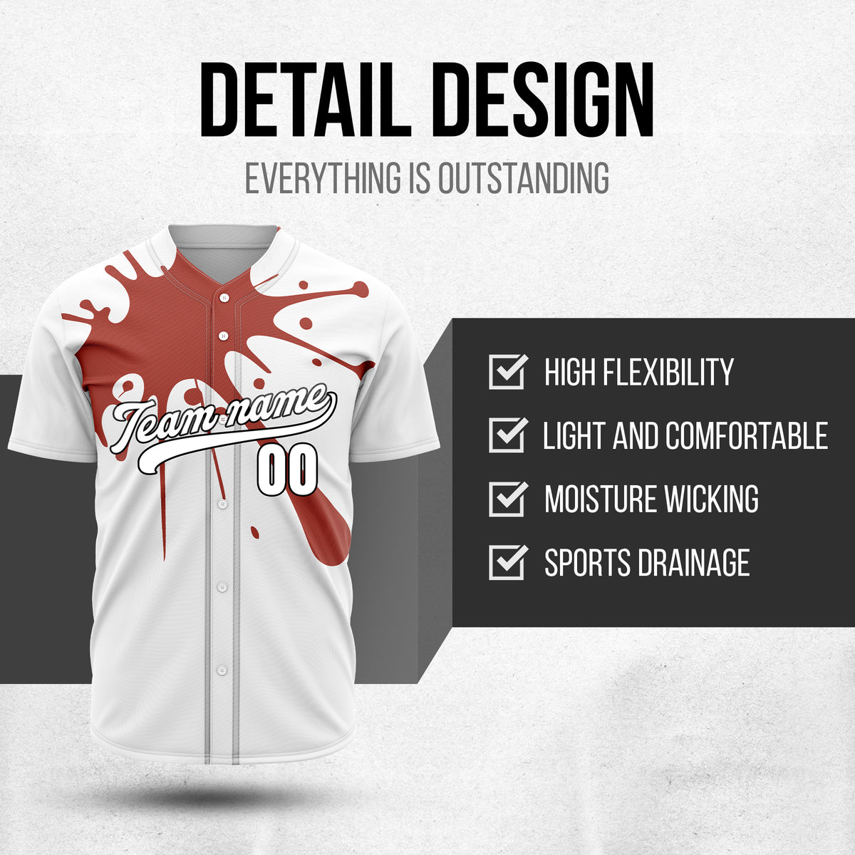 Custom Paint Burst White Sports Jersey Personalized Uniform with Name & Number