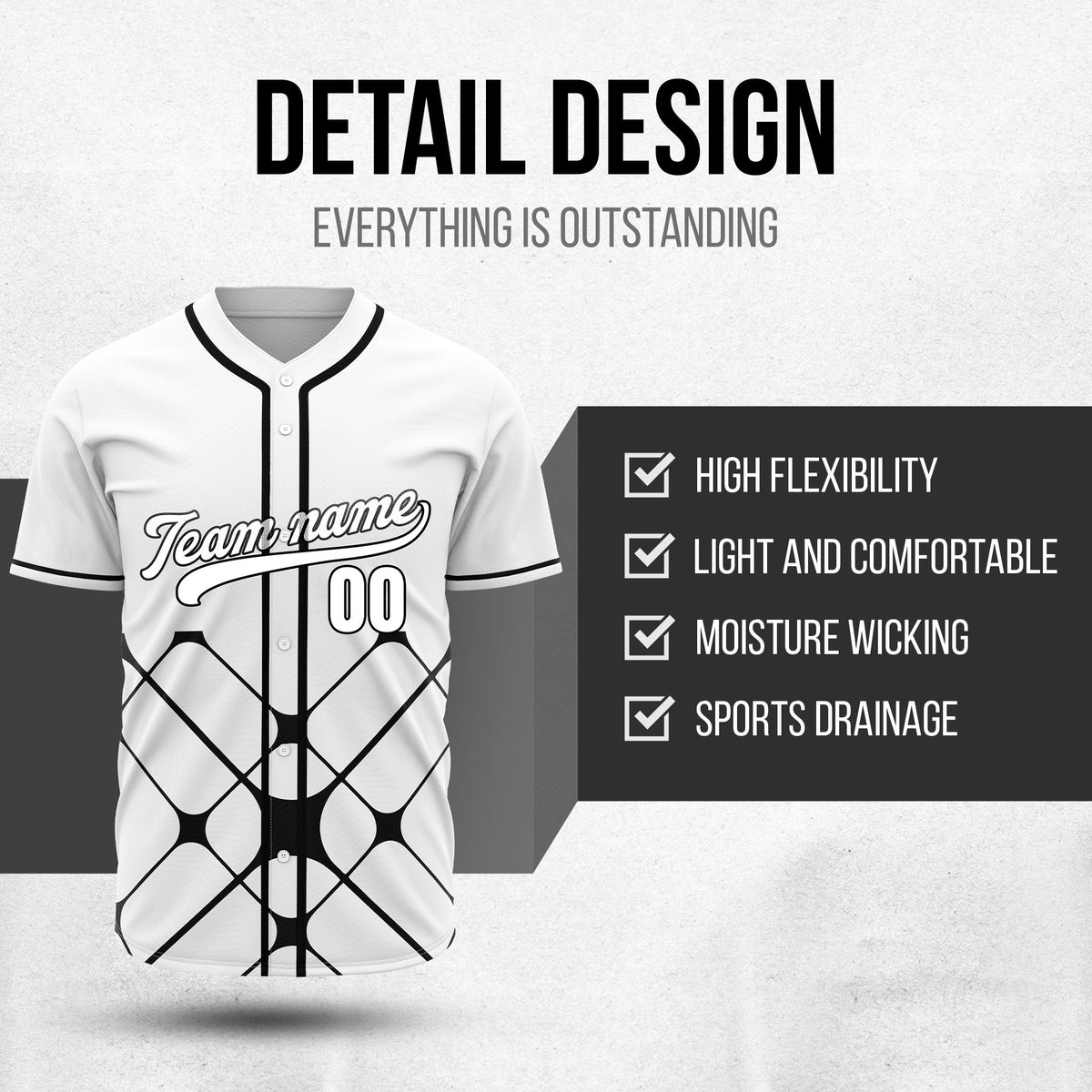 Custom Gridlock White Baseball Sports Jersey Personalized Uniform with Name & Number