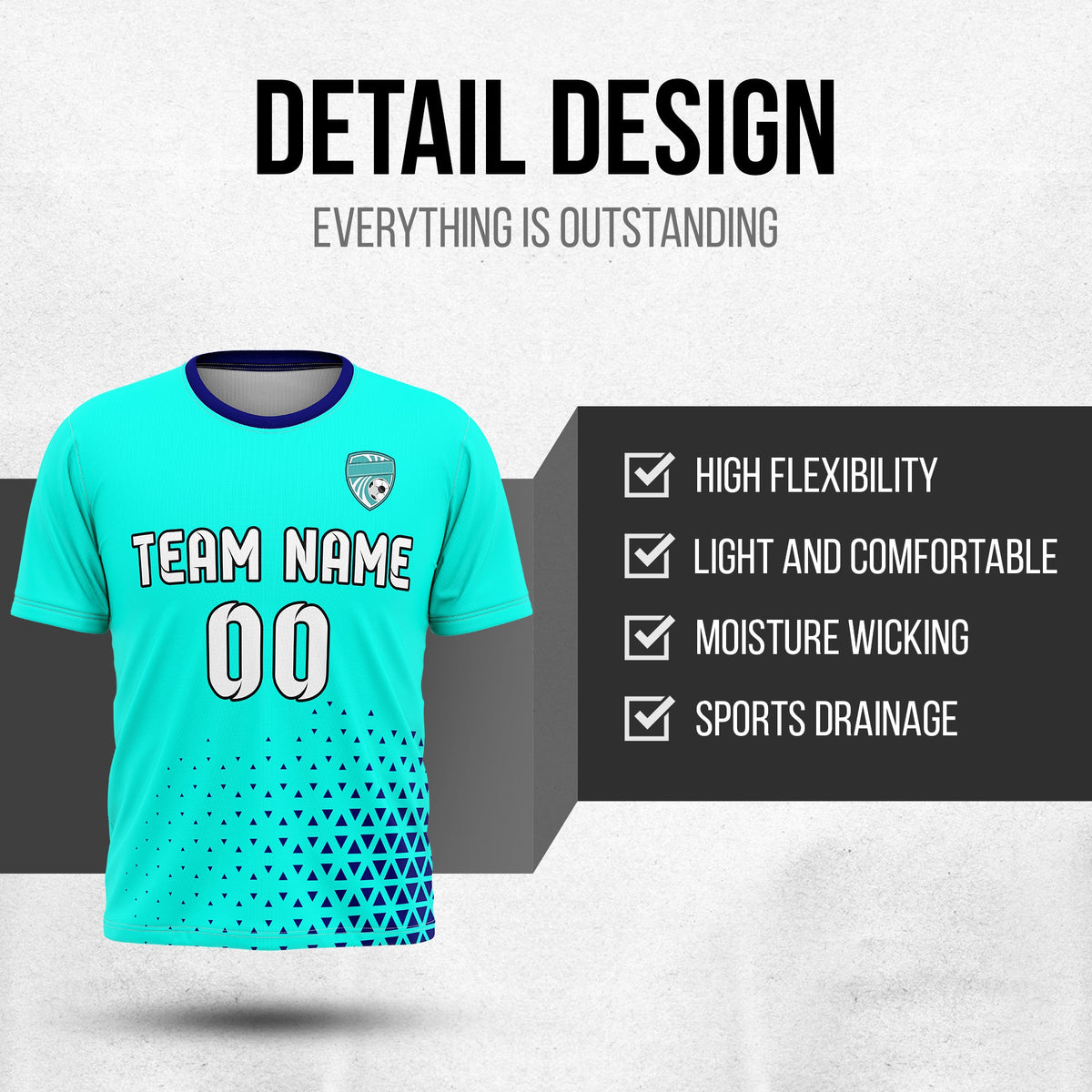 Custom Soccer R Side Pattern D3 Tri-Edge Sports Tops Jersey