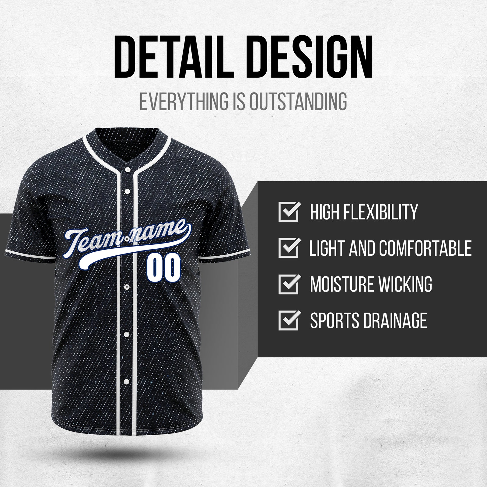 Custom Cosmic Denim Baseball Sports Jersey Personalized Uniform with Name & Number