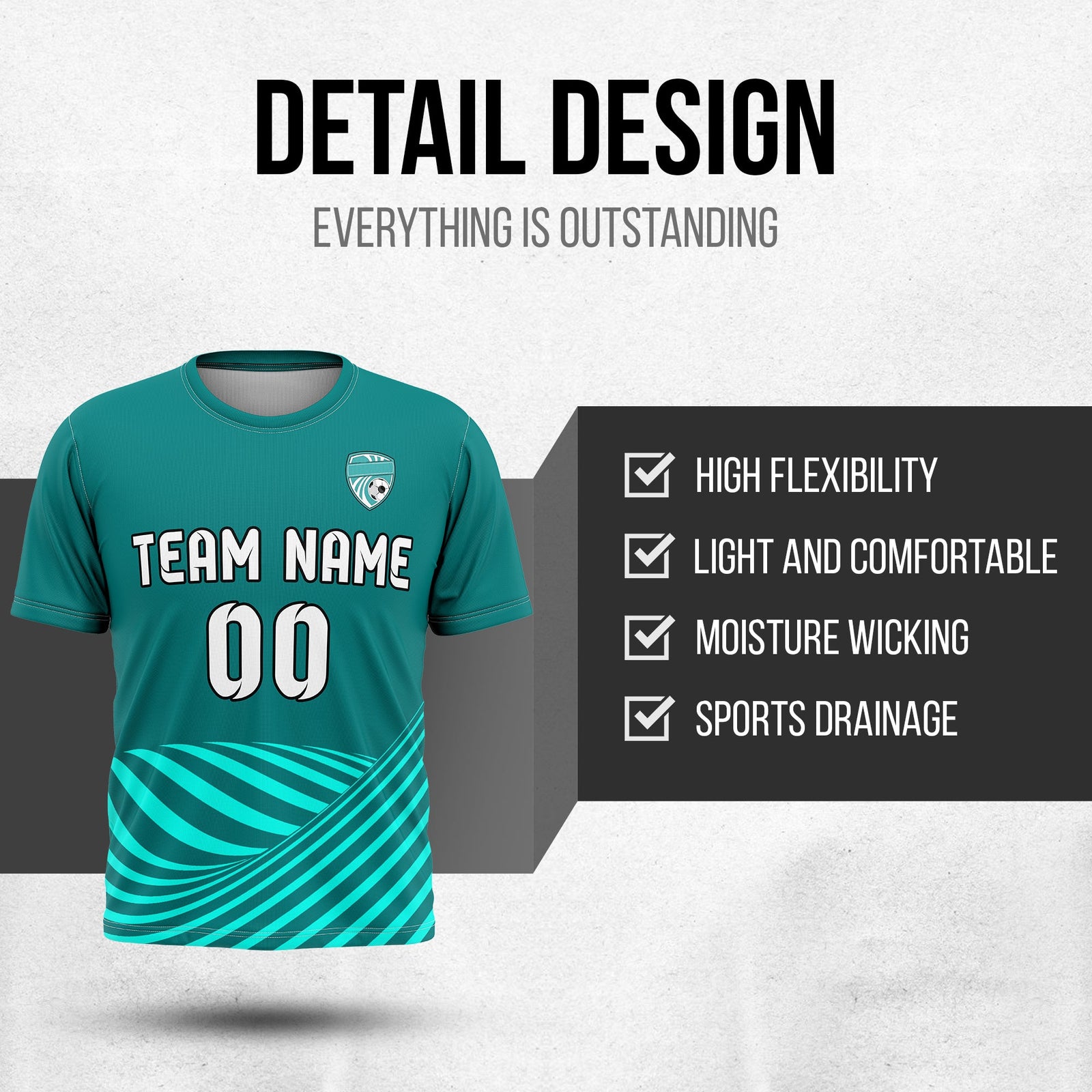 Custom Soccer R Stripes D4 SurgeLine Aqua Sports Tops Jersey