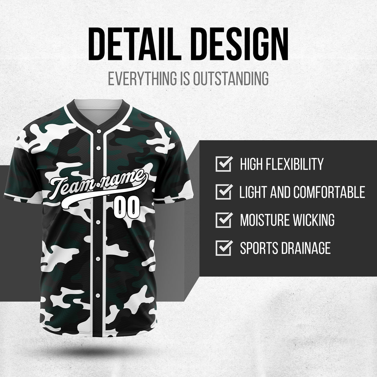 Custom Shadow Command Black Baseball Sports Jersey Personalized Uniform with Name & Number