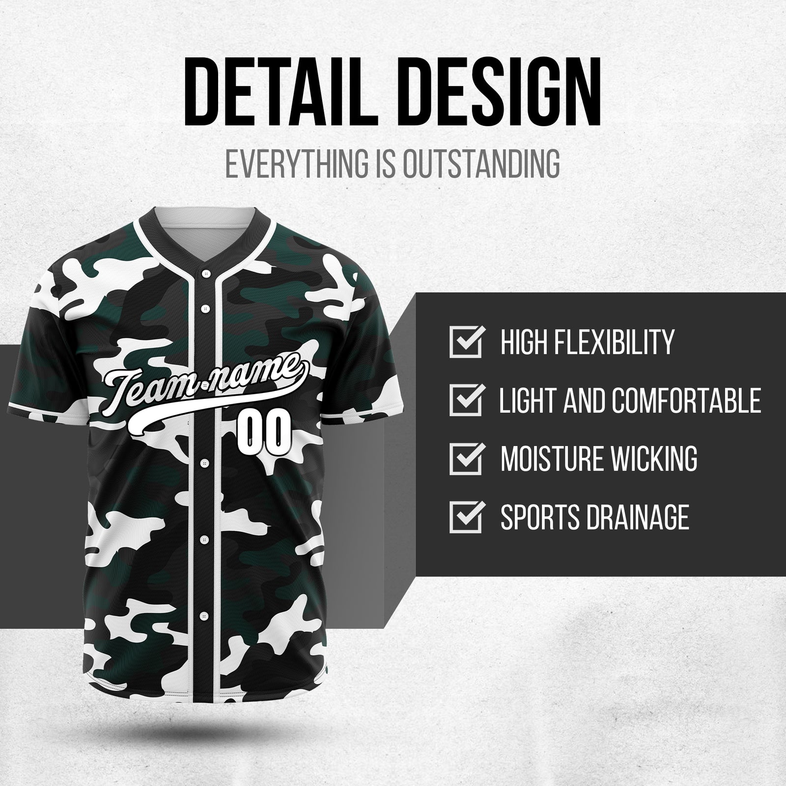 Custom Shadow Command Black Baseball Sports Jersey Personalized Uniform with Name & Number