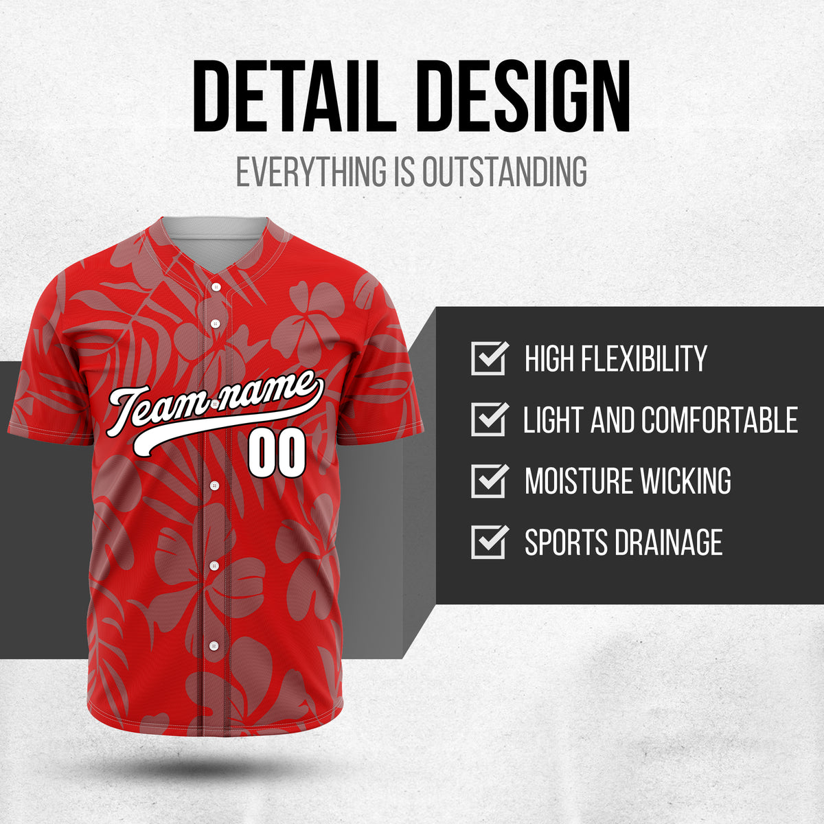 Custom Hawaiian Red Baseball Sports Jersey Personalized Uniform with Name & Number