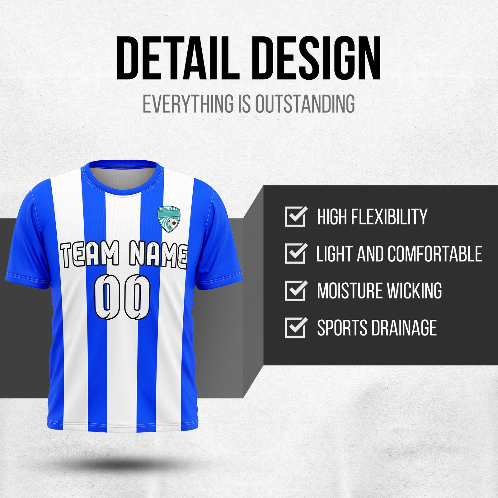 Custom Striker Stripe Blue Soccer sport Tops Jersey