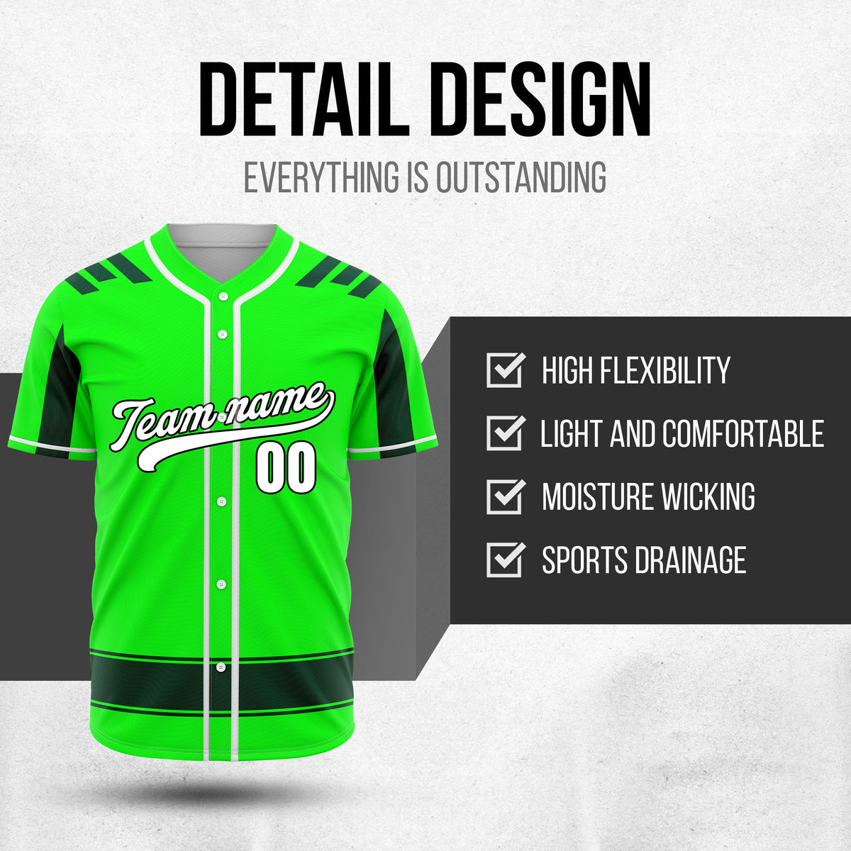 Custom Radiant Strike Green Raglan Style Baseball Sports Jersey Personalized Uniform with Name & Number