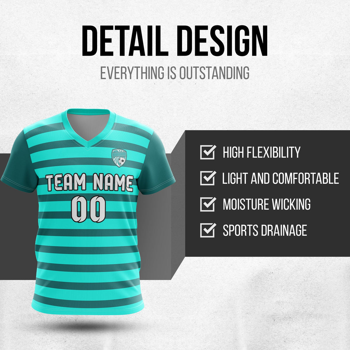 Custom V Neck Soccer Elite Stripe Pro D2 Sport Tops Jersey
