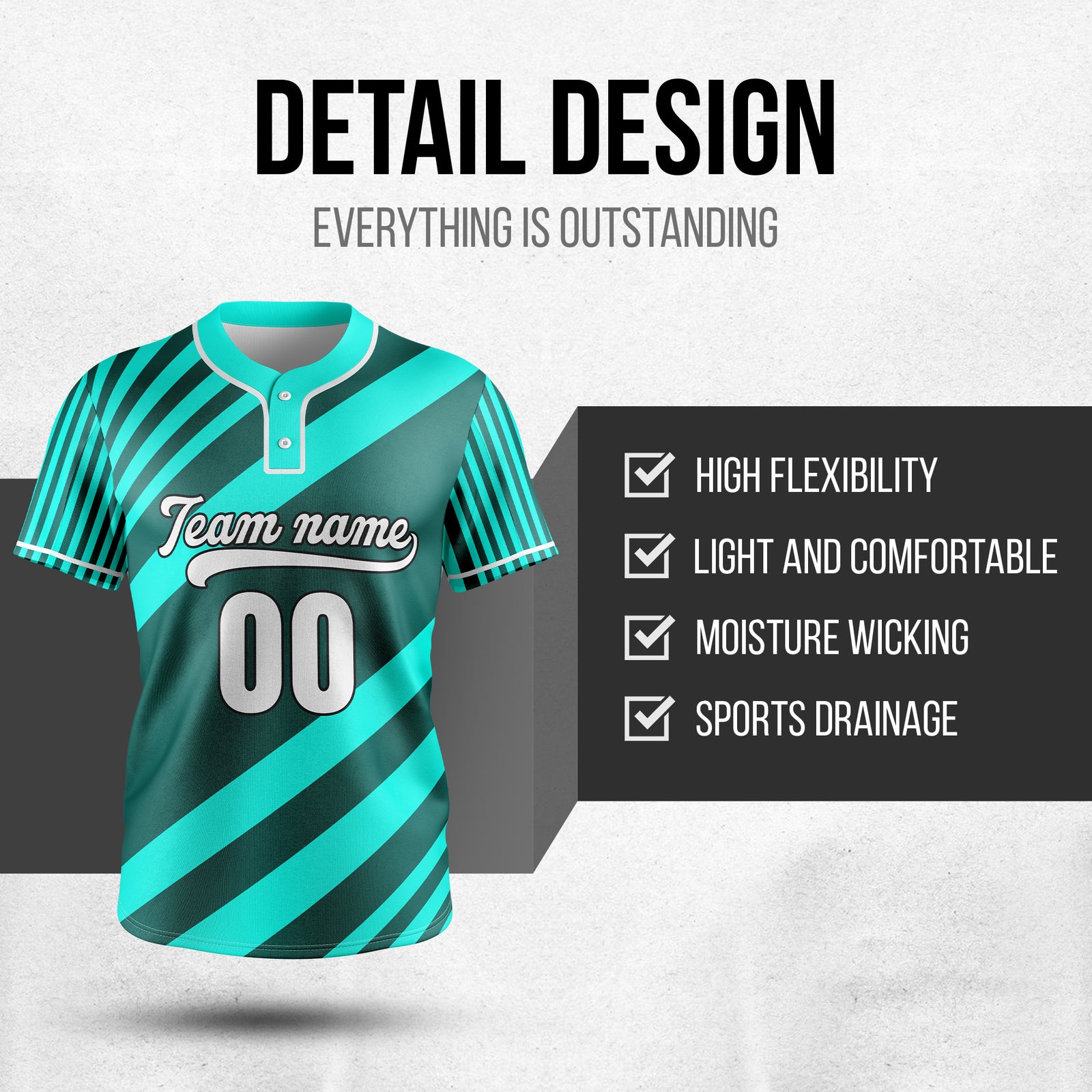 Custom Vibe Split Aqua Baseball Sports Jersey Personalized Uniform with Name & Number