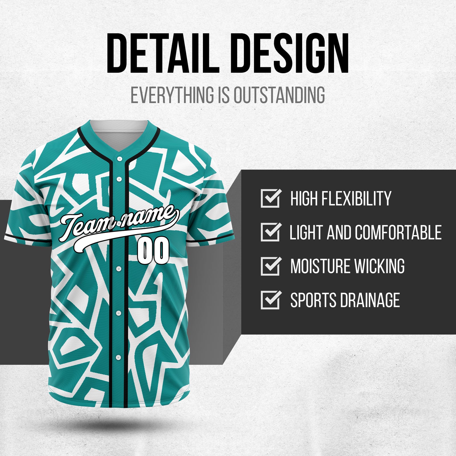 Custom Shadow Rebels Teal Baseball Sports Jersey Personalized Uniform with Name & Number
