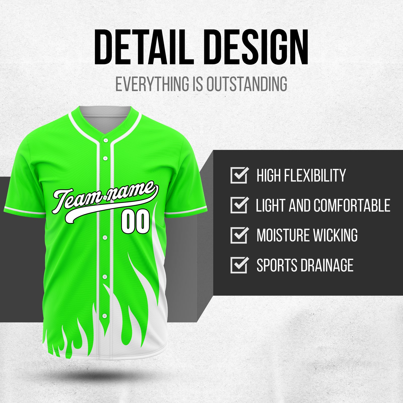 Custom Fire Pulse Neon Green Baseball Sports Jersey Personalized Uniform with Name & Number
