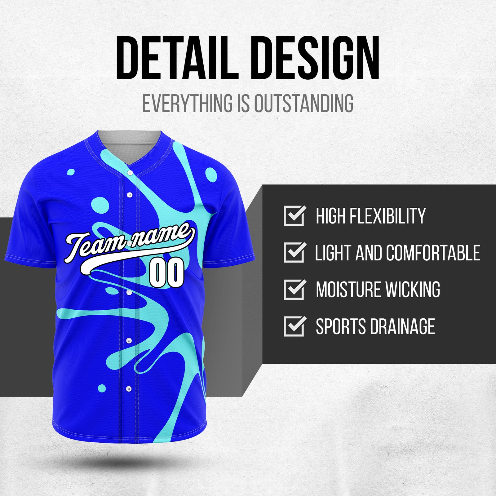 Custom Ink Surge Blue Sports Jersey Personalized Uniform with Name & Number