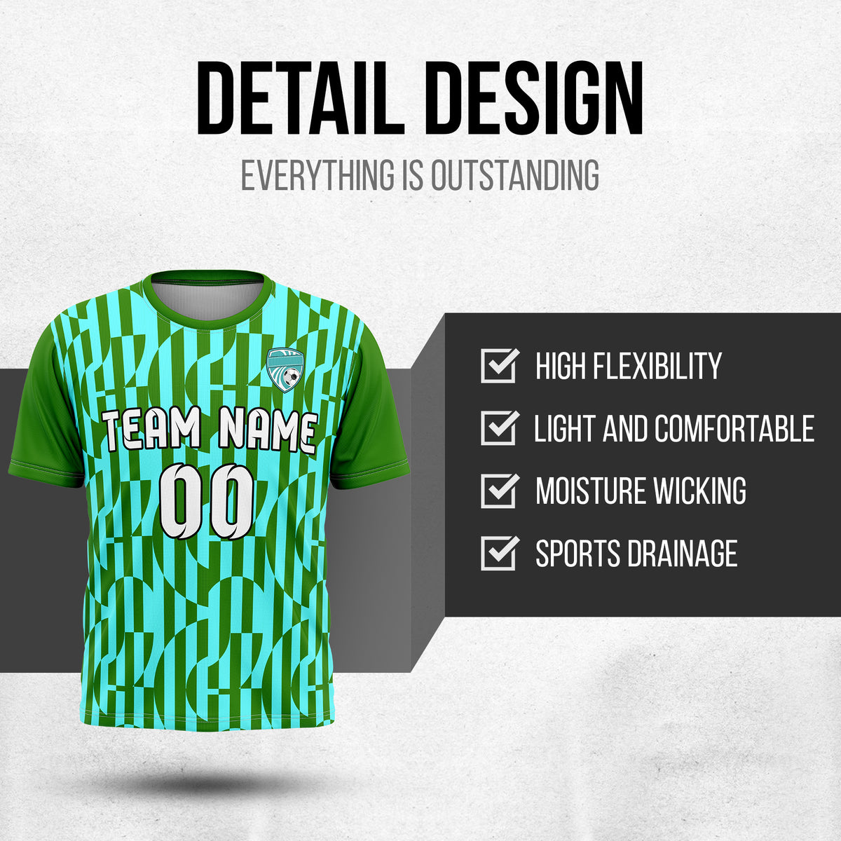 Custom Pulse Grid R-Full Pattern Soccer Green Sport Tops Jersey