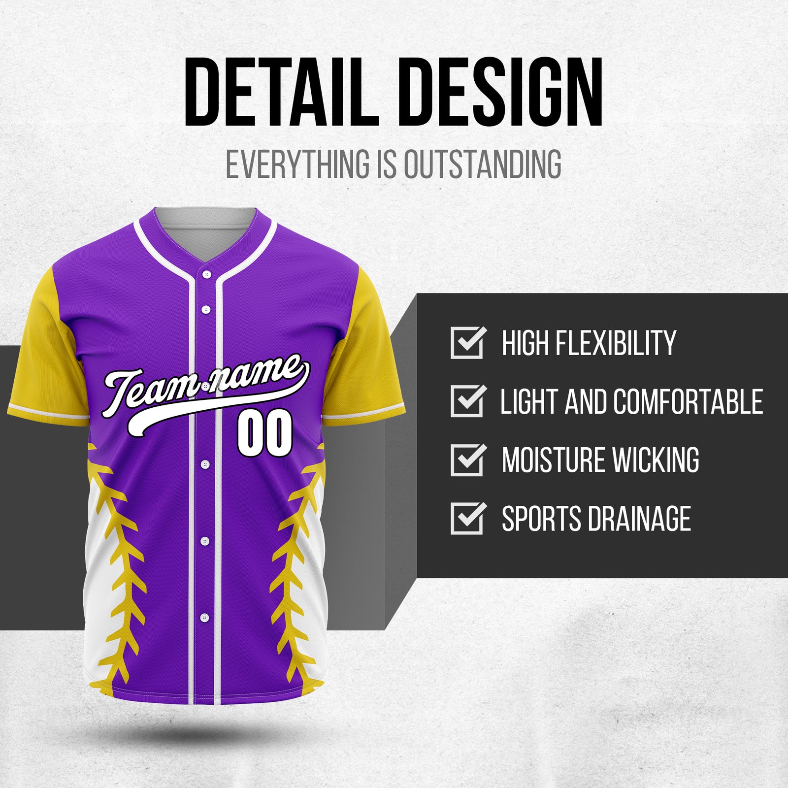 Custom Stitchline Baseball Purple Sports Jersey Personalized Uniform with Name & Number