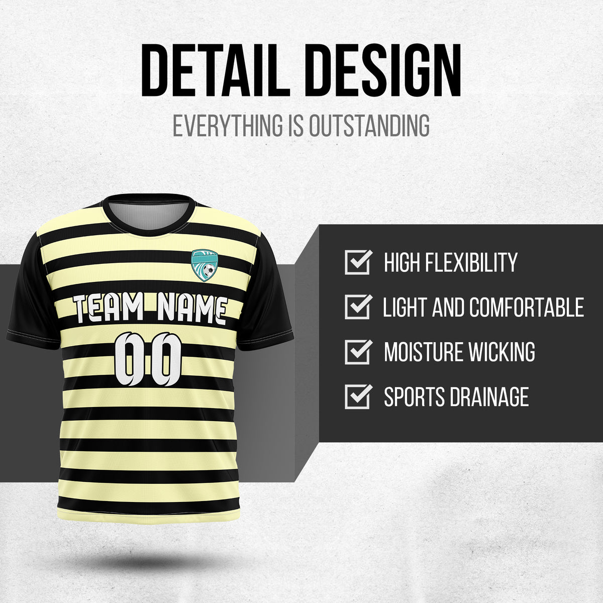 Custom Royal Stripe Black Soccer sport Tops Jersey