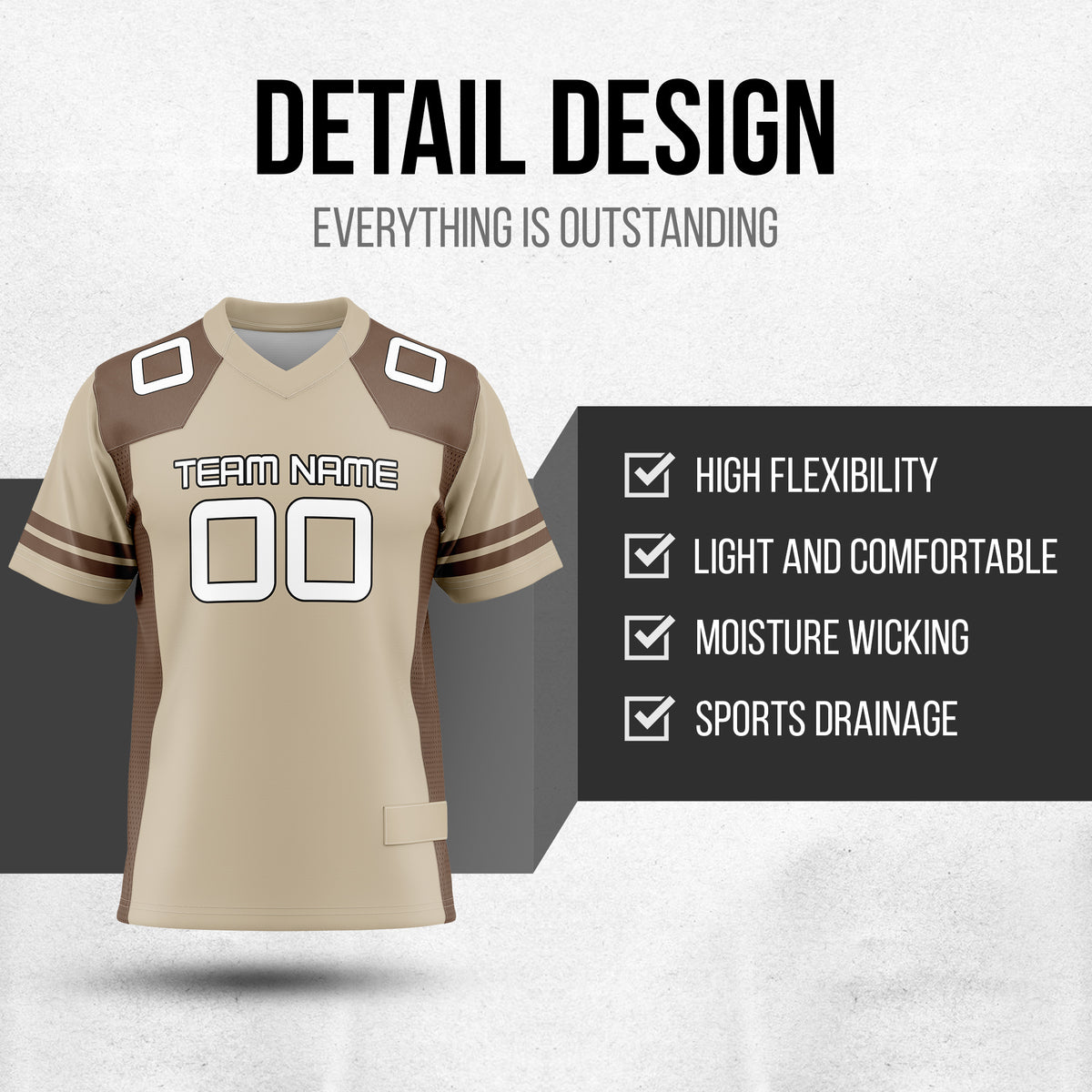 Custom Elite Khaki Color Block Mesh Authentic Football Jersey