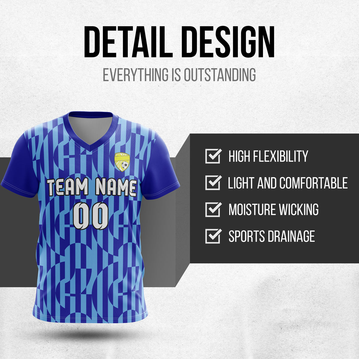 Custom Pulse Grid V-Full Pattern Navy Soccer sport Tops Jersey