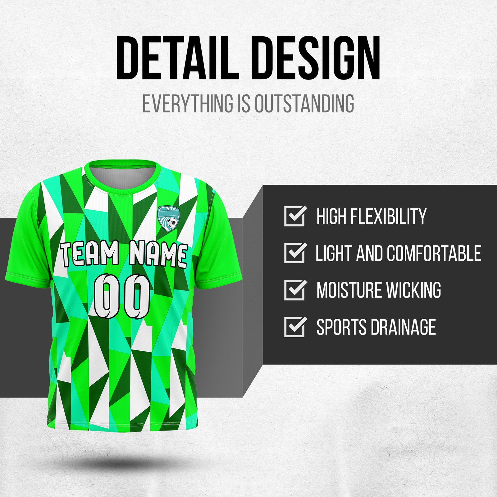 Custom Crystal R-Full Pattern Soccer Neon Green Sport Tops Jersey