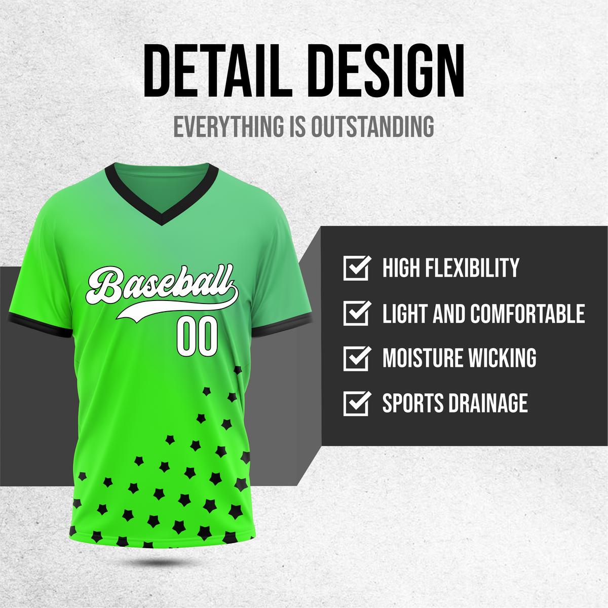 Custom Twilight Stars Baseball Green Sports Jersey Personalized Uniform with Name & Number