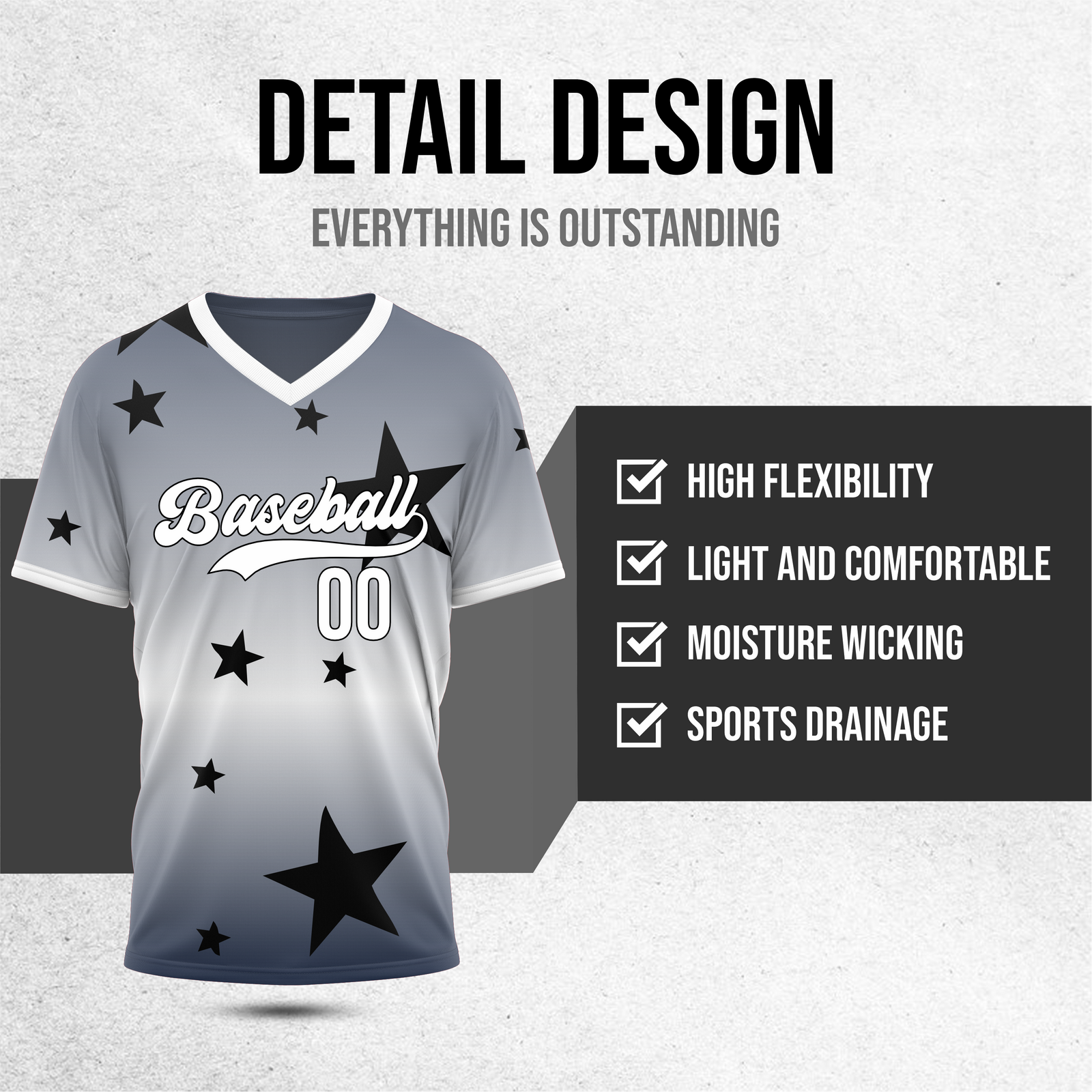 Custom Starfall Gradient Baseball Navy Sports Jersey Personalized Uniform with Name & Number