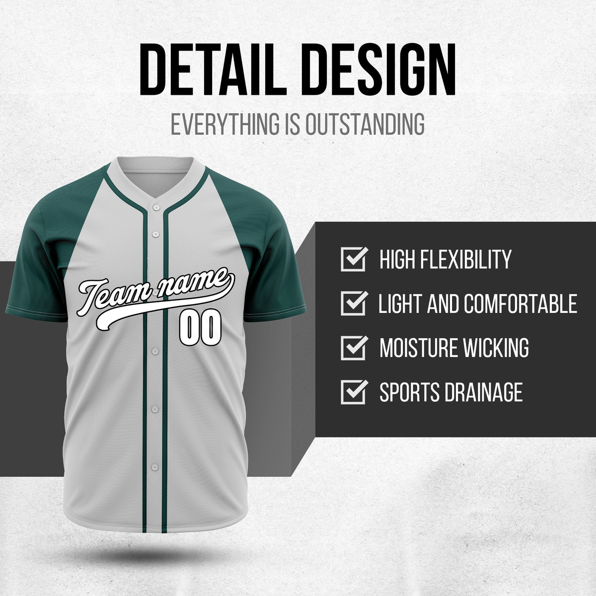 Custom Baseline Baseball Grey Sports Jersey Personalized Uniform with Name & Number