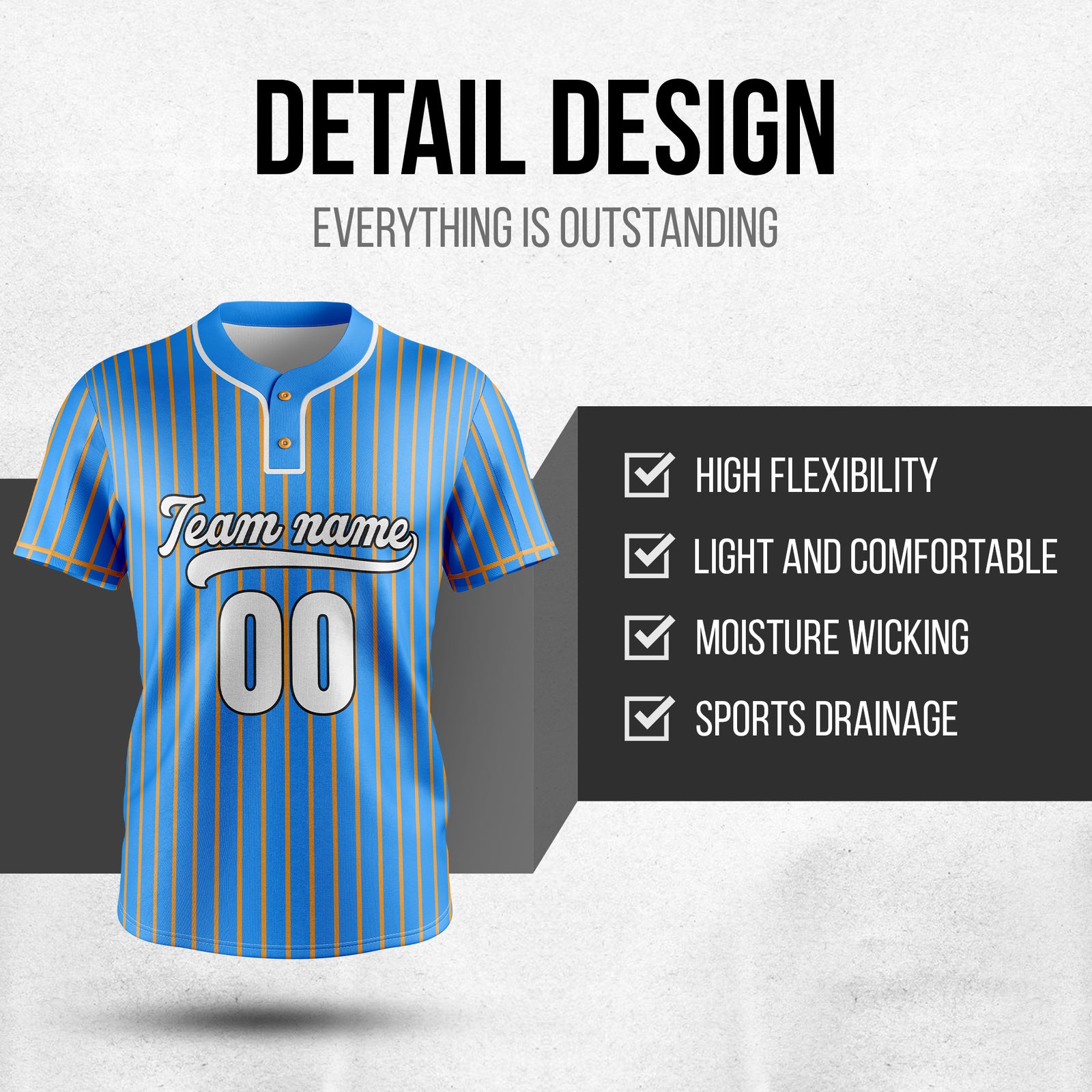 Custom Pinstripe Baseball Blue Sports Jersey Personalized Uniform with Name & Number