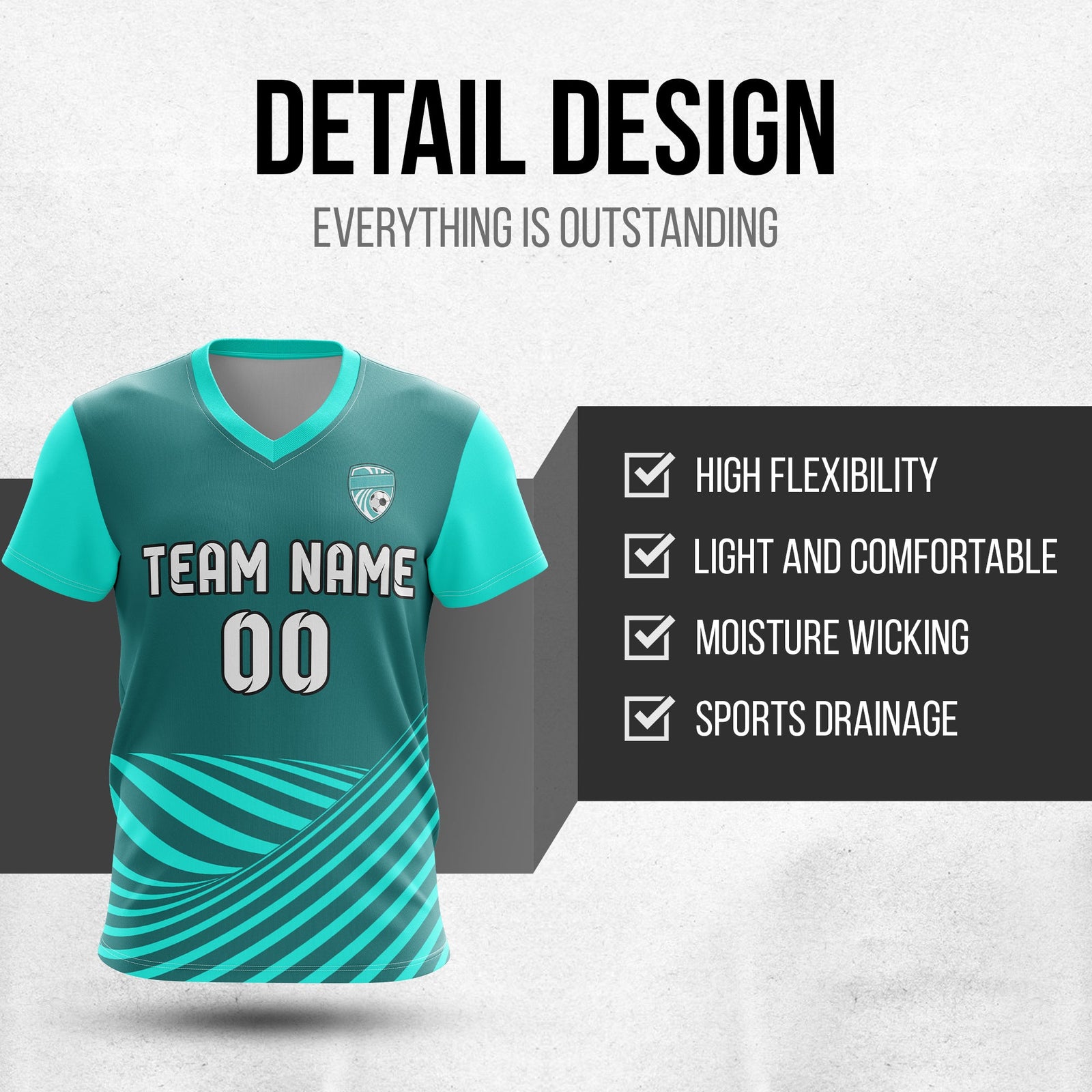 Custom Soccer WaveLine Stripe V-Neck D4 Sport Tops Jersey