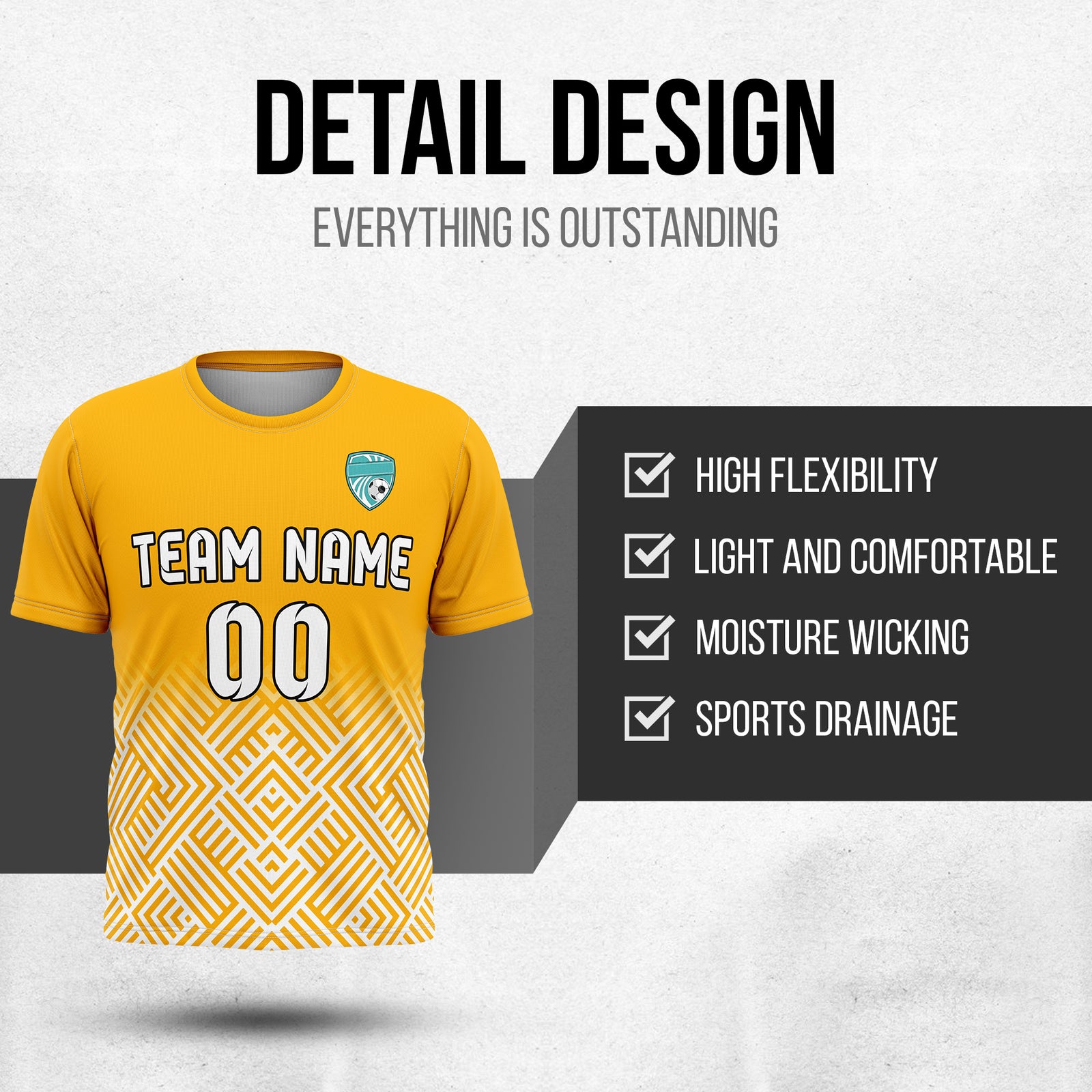 Custom Shadow Line R Side Pattern Soccer Orange Sport Tops Jersey