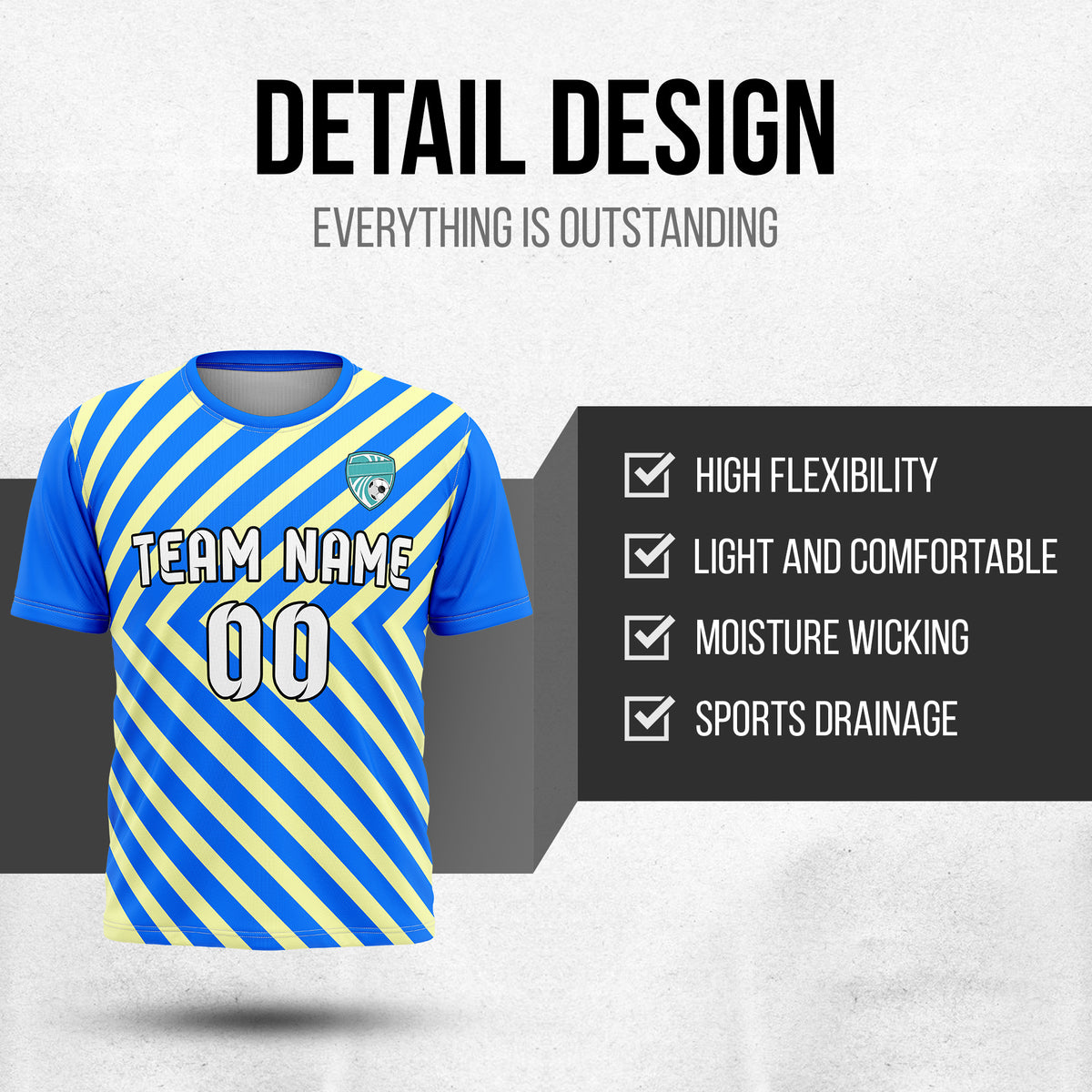 Custom SwiftStripe Blue Soccer sport Tops Jersey