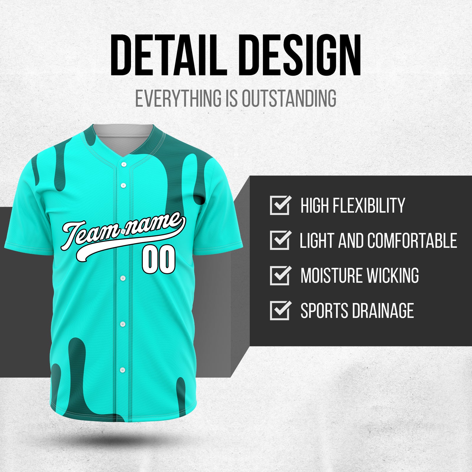Custom Ink Dripline Aqua Sports Jersey Personalized Uniform with Name & Number
