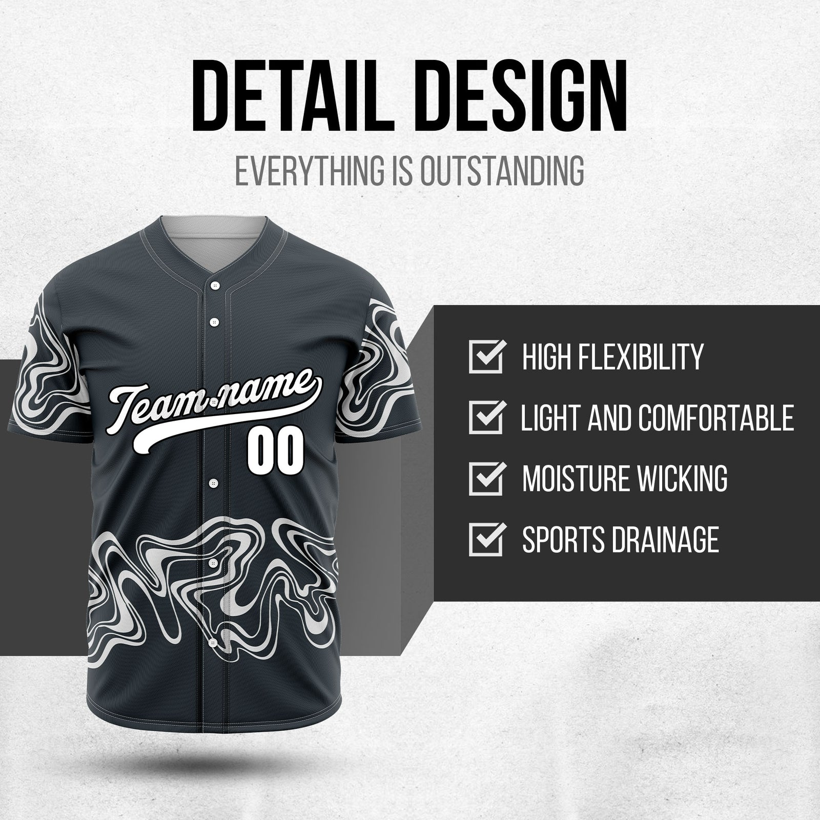 Custom Wave Grey Baseball Sports Jerseys Personalized Uniform with Name & Numbers