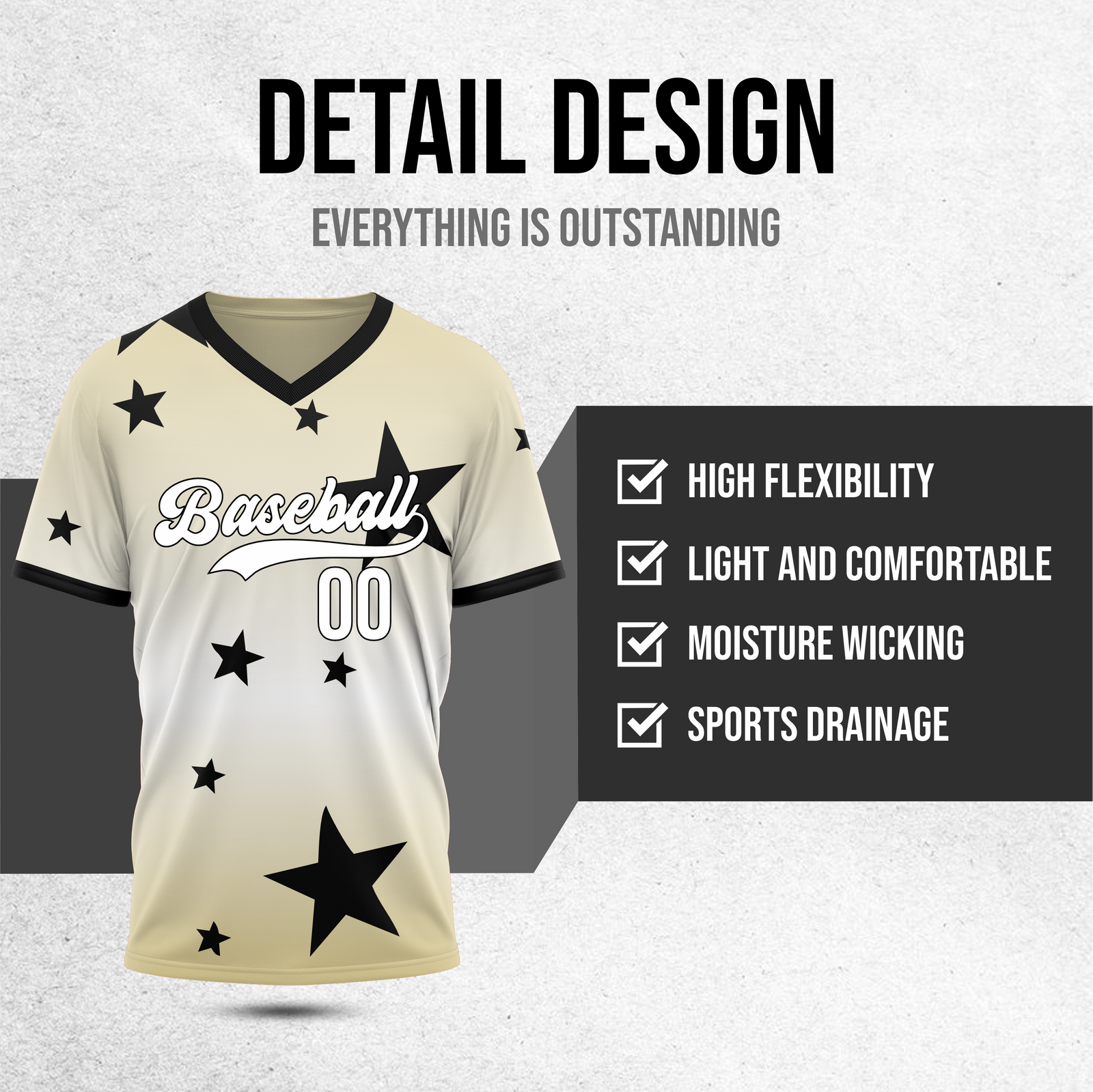 Custom Starfall Gradient Baseball Khaki Sports Jersey Personalized Uniform with Name & Number