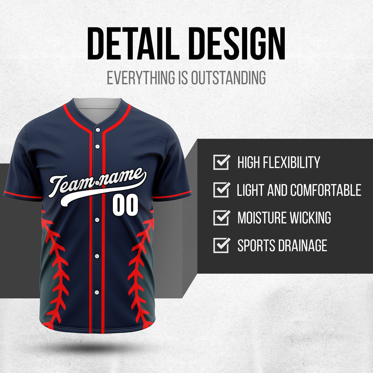 Custom Stitchline Baseball Navy Sports Jersey Personalized Uniform with Name & Number